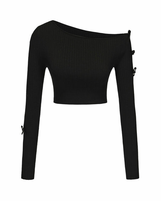Nana Jacqueline Zara Top: Black Knit Top for Date Night Black