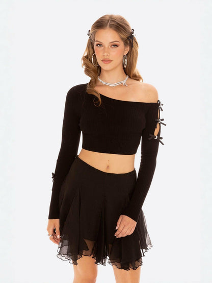 Nana Jacqueline Zara Top: Black Knit Top for Date Night Black