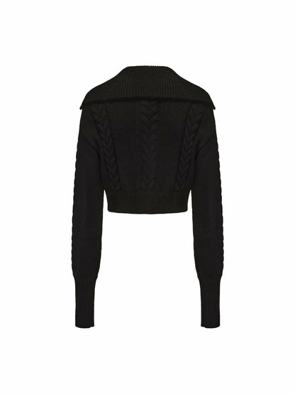 Nana Jacqueline Addison Coat + Scarf Set: Black Knit Set for Date Night Black