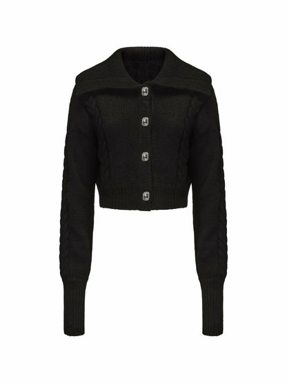 Nana Jacqueline Addison Coat + Scarf Set: Black Knit Set for Date Night Black