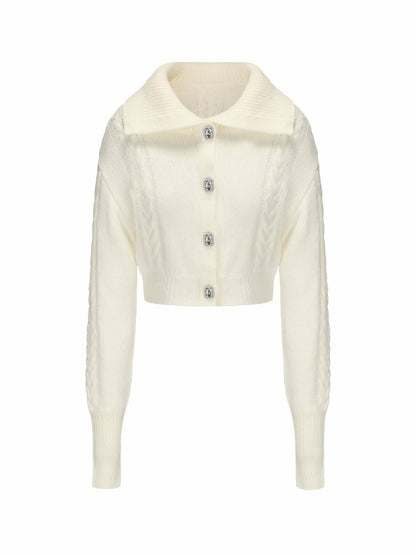 Nana Jacqueline Addison Coat + Scarf Set: White Knit Set for Resort Brunch White