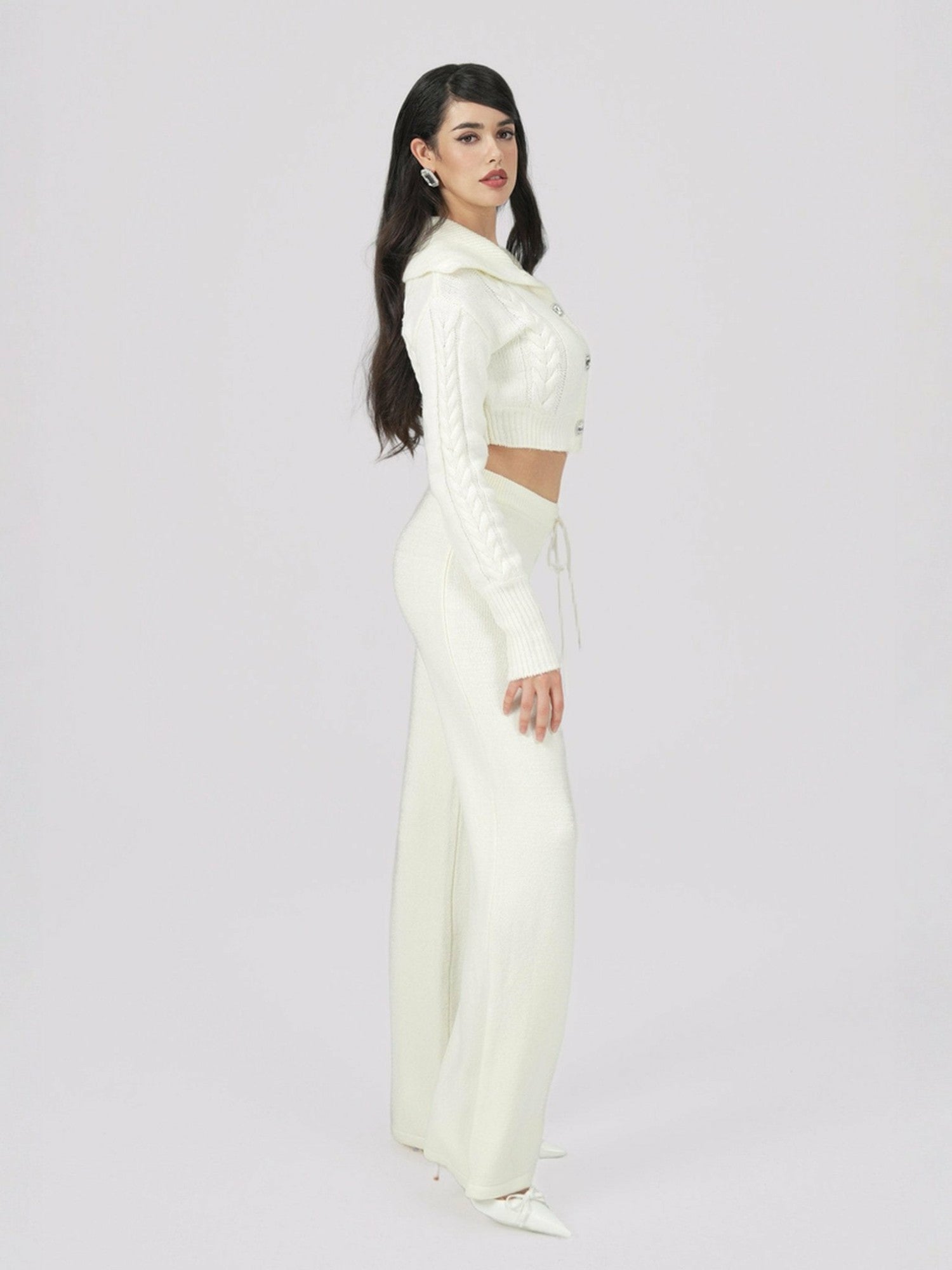Nana Jacqueline Addison Pants: White Knit Pants for Resort Brunch White