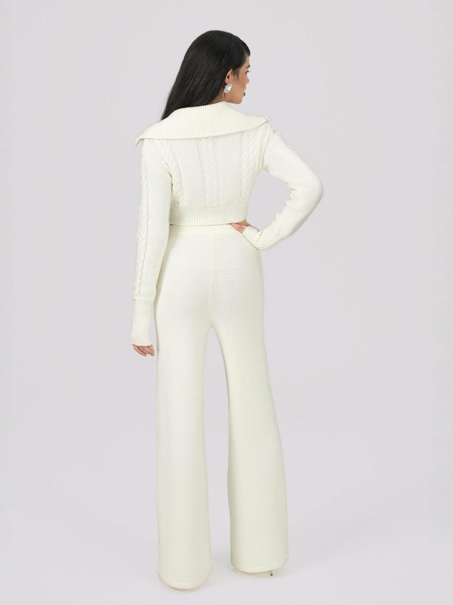 Nana Jacqueline Addison Pants: White Knit Pants for Resort Brunch White