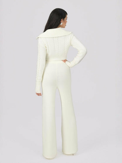 Nana Jacqueline Addison Pants: White Knit Pants for Resort Brunch White