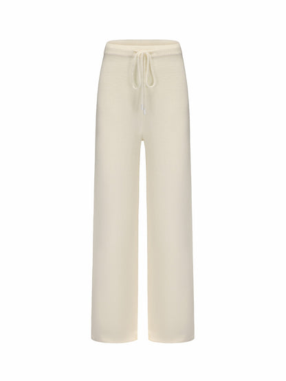 Nana Jacqueline Addison Pants: White Knit Pants for Resort Brunch White