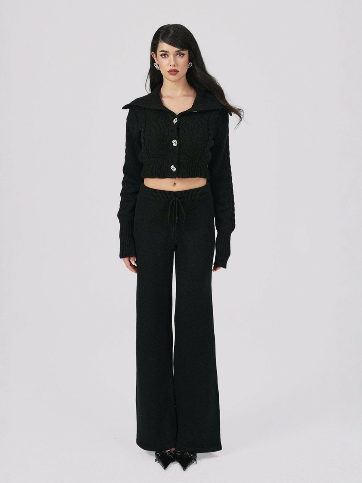 Nana Jacqueline Addison Pants: Black Knit Pants for Resort Outfit Black