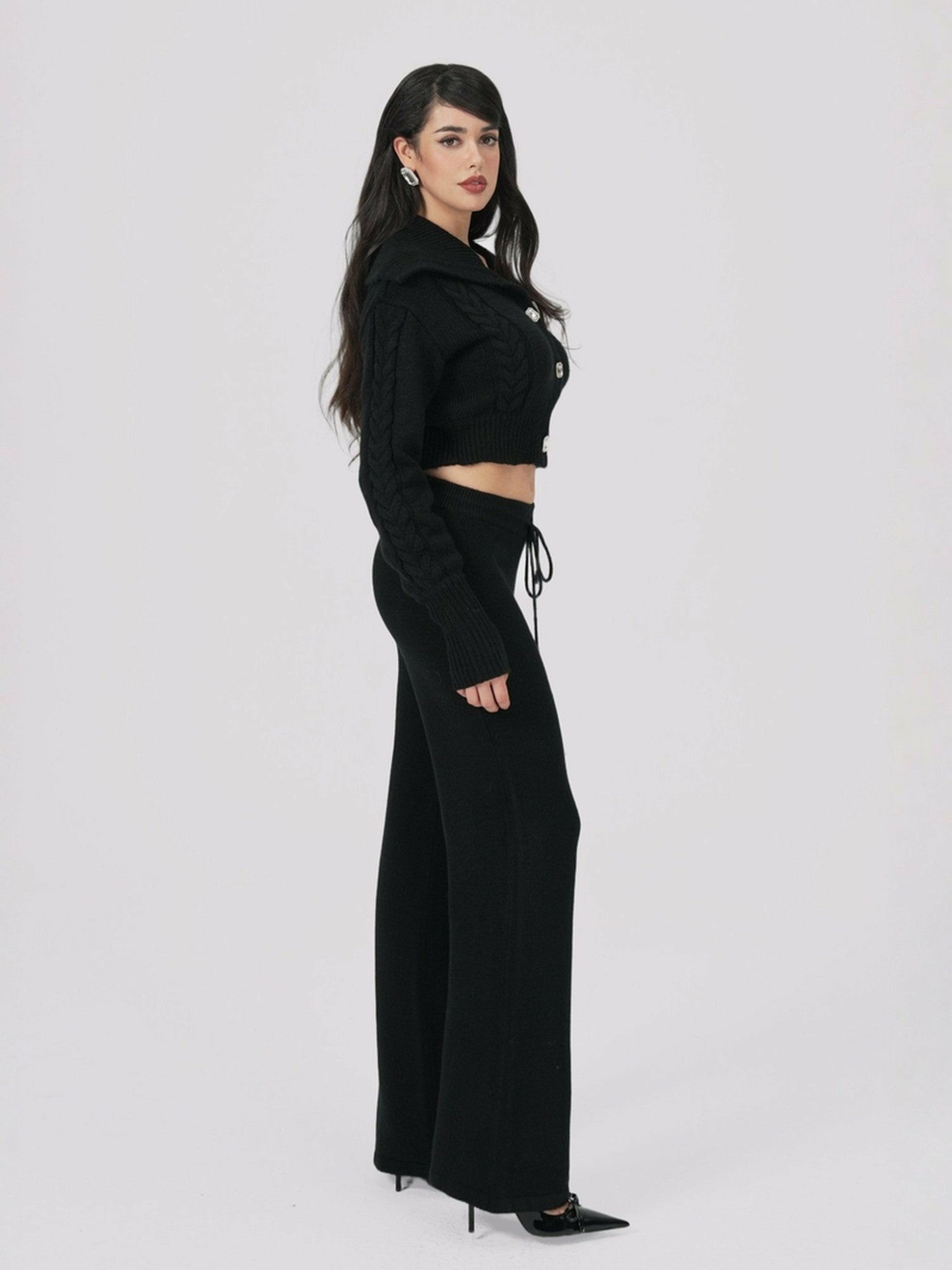 Nana Jacqueline Addison Pants: Black Knit Pants for Resort Outfit Black