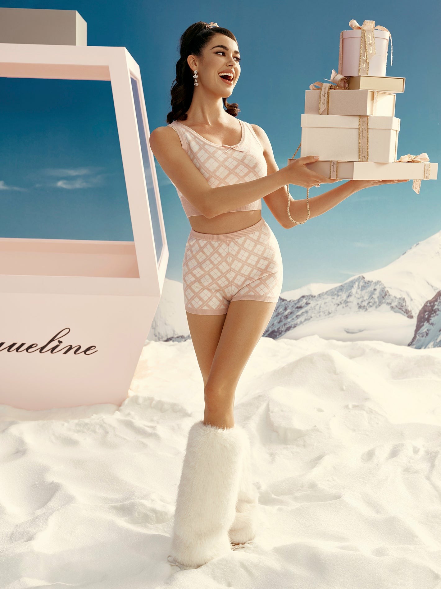Nana Jacqueline Penelope Shorts: Pink Knit Shorts for Resort Brunch Pink