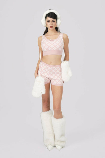 Nana Jacqueline Penelope Shorts: Pink Knit Shorts for Resort Brunch Pink