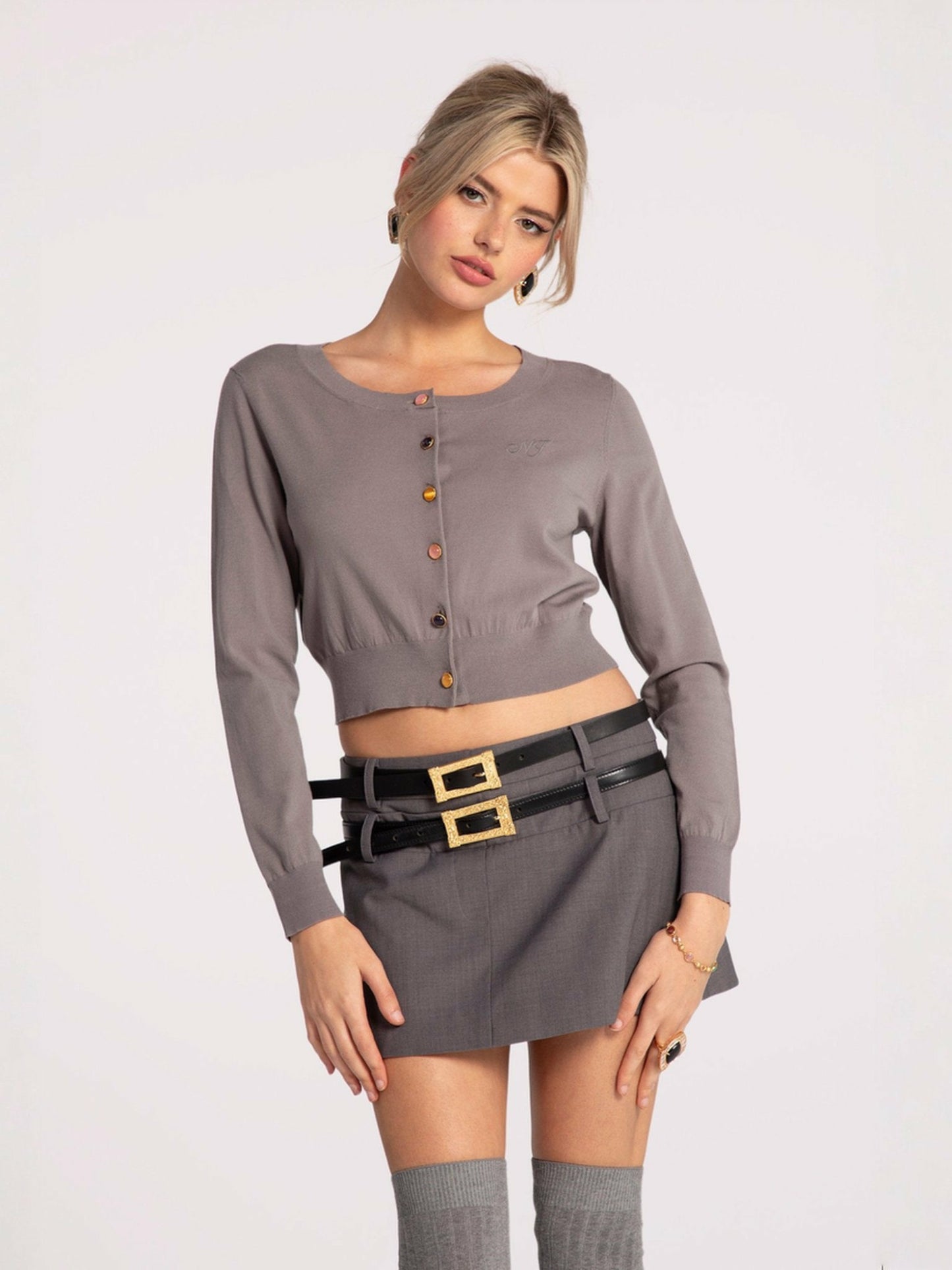 Nana Jacqueline Ashley Cardigan: Grey Cardigan for Brunch Grey
