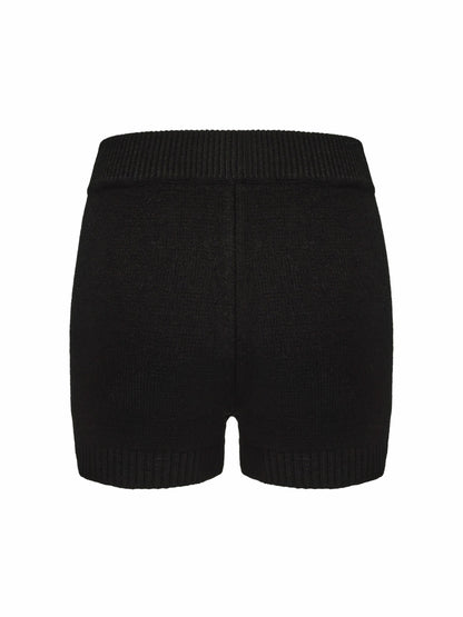 Nana Jacqueline Alexis Shorts: Black Knit Shorts for Resort Outfit Black