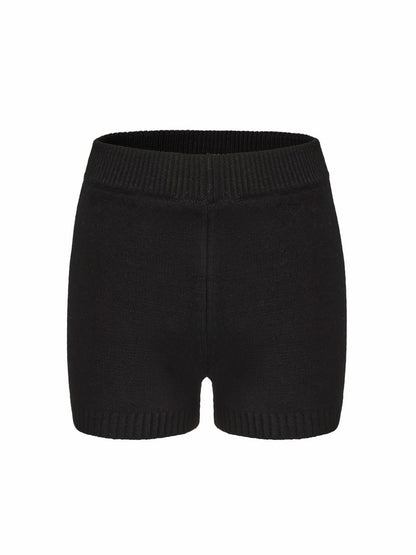 Nana Jacqueline Alexis Shorts: Black Knit Shorts for Resort Outfit Black