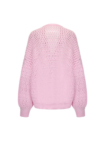 Nana Jacqueline Alexis Cardigan + Scarf Set: Pink Knit Set for Resort Brunch Pink