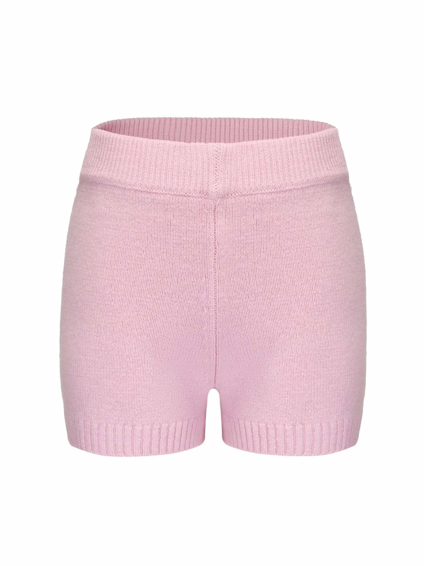 Nana Jacqueline Alexis Shorts: Pink Knit Shorts for Resort Brunch Pink