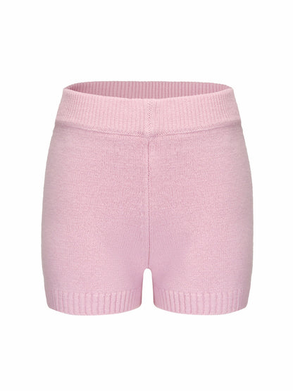 Nana Jacqueline Alexis Shorts: Pink Knit Shorts for Resort Brunch Pink