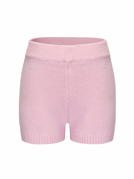 Nana Jacqueline Alexis Shorts: Pink Knit Shorts for Resort Brunch Pink