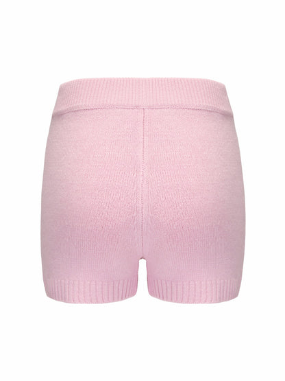 Nana Jacqueline Alexis Shorts: Pink Knit Shorts for Resort Brunch Pink
