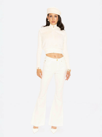 Nana Jacqueline Hailey Knit Jacket: White Knit Jacket for Resort Brunch White