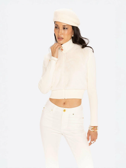 Nana Jacqueline Hailey Knit Jacket: White Knit Jacket for Resort Brunch White