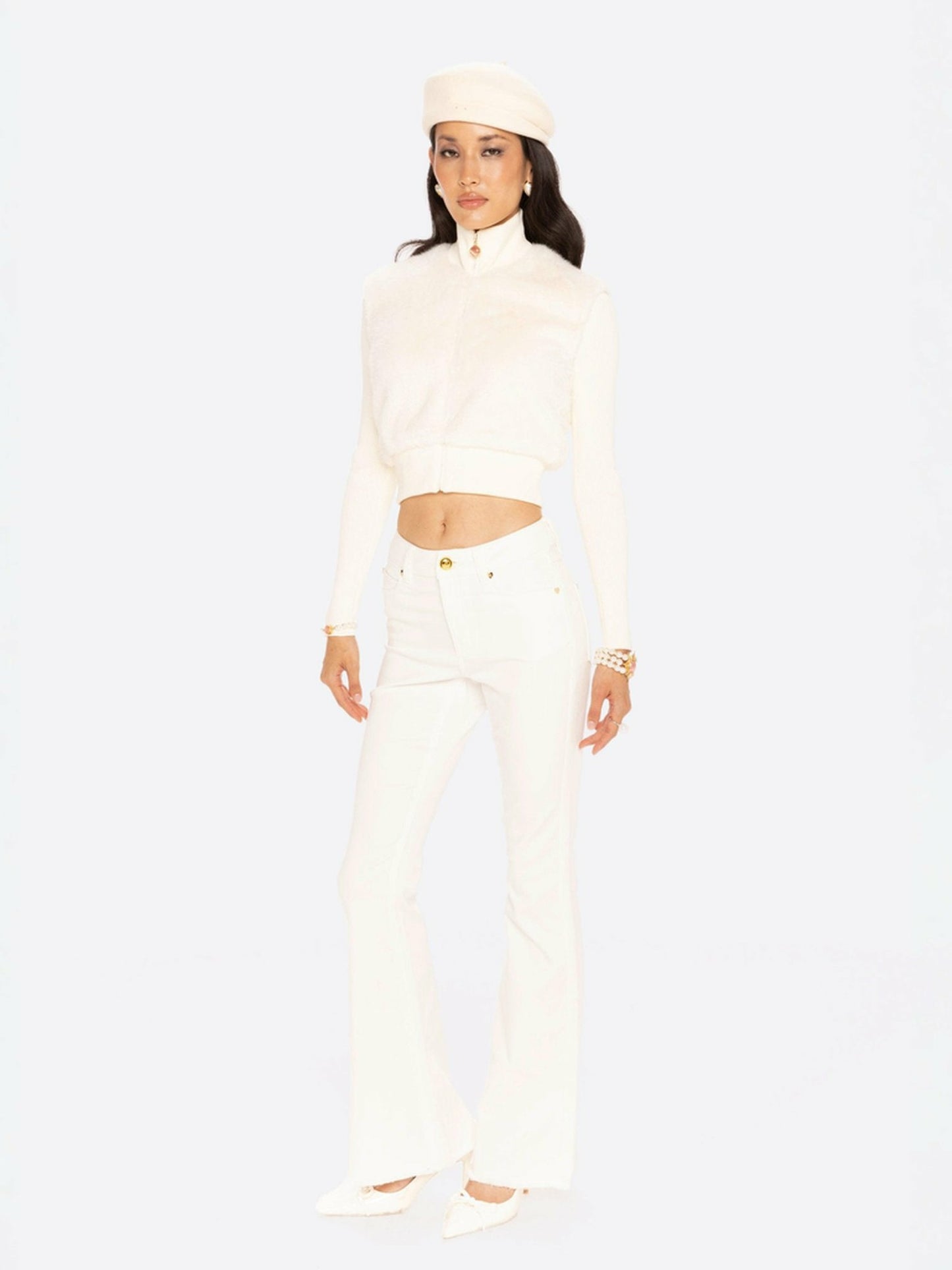 Nana Jacqueline Hailey Knit Jacket: White Knit Jacket for Resort Brunch White