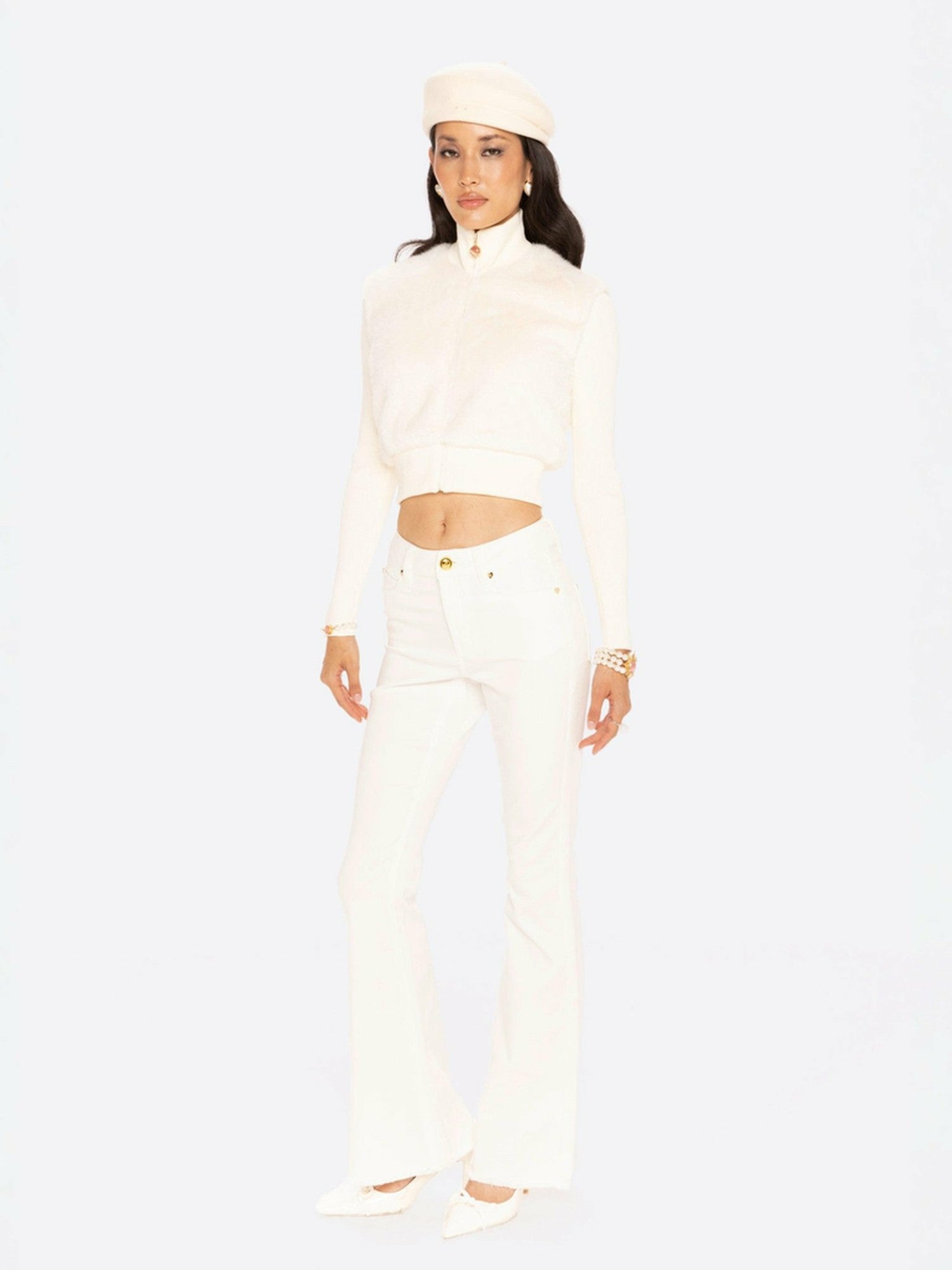 Nana Jacqueline Hailey Knit Jacket: White Knit Jacket for Resort Brunch White
