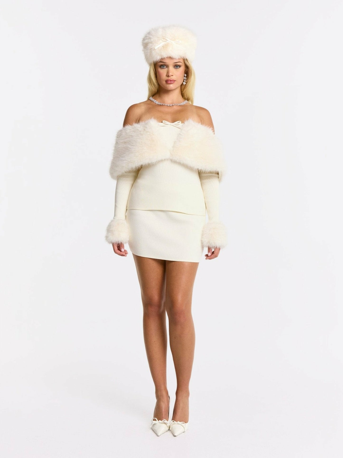 Nana Jacqueline Nadine Skirt: White Mini Skirt for Engagement Party White