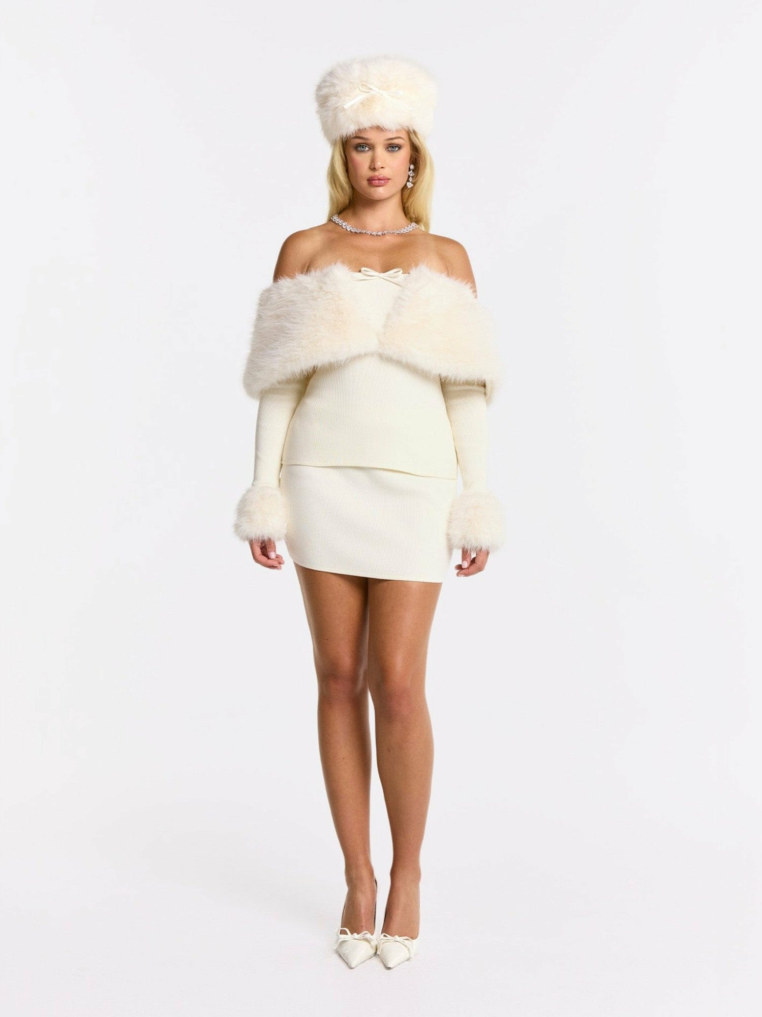 Nana Jacqueline Nadine Skirt: White Mini Skirt for Engagement Party White