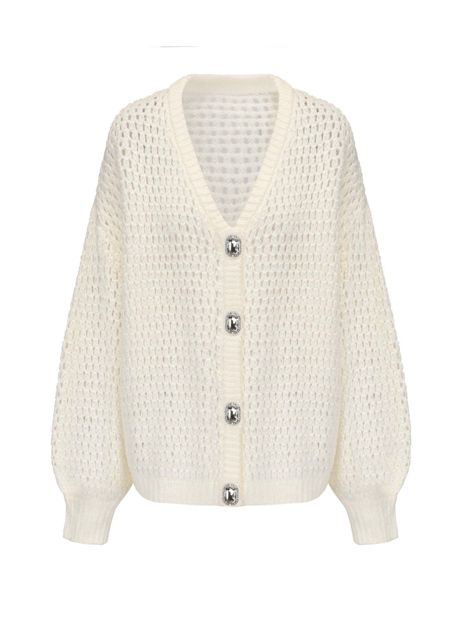 Nana Jacqueline Alexis Cardigan + Scarf Set: White Knit Set for Resort Brunch White