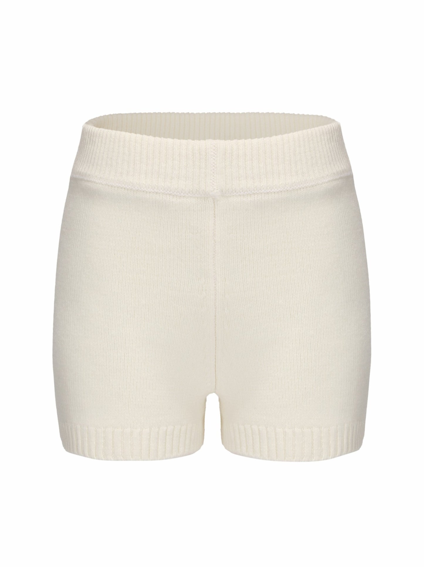 Nana Jacqueline Alexis Shorts: White Knit Shorts for Resort Brunch White