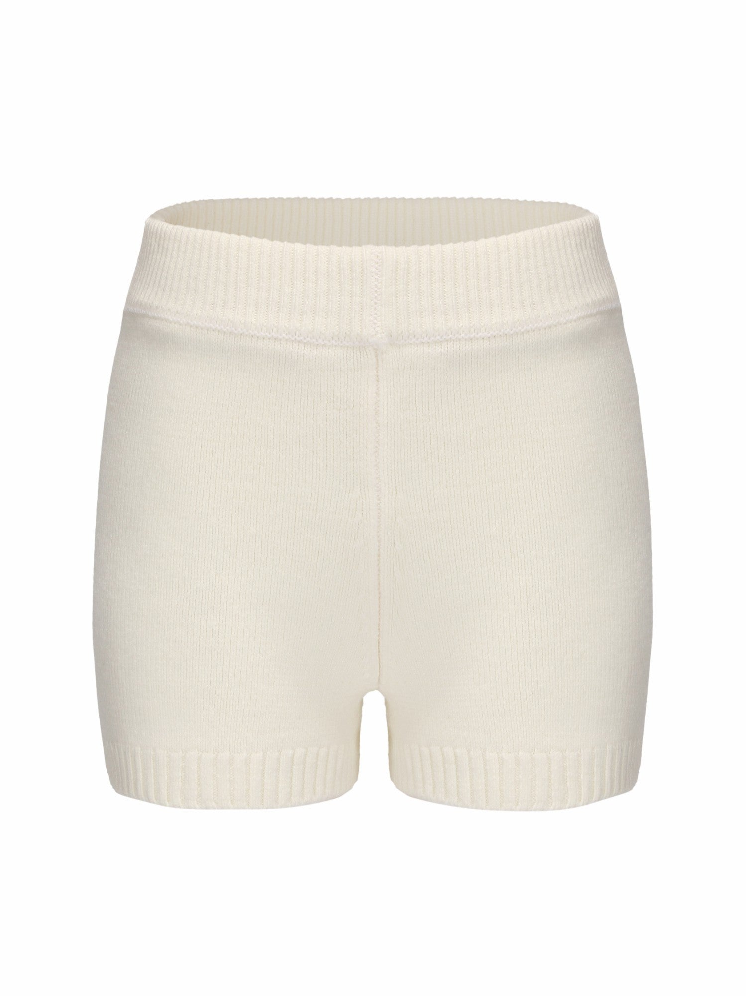 Nana Jacqueline Alexis Shorts: White Knit Shorts for Resort Brunch White