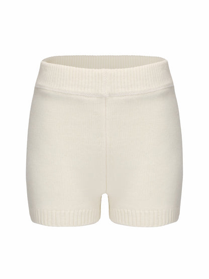 Nana Jacqueline Alexis Shorts: White Knit Shorts for Resort Brunch White