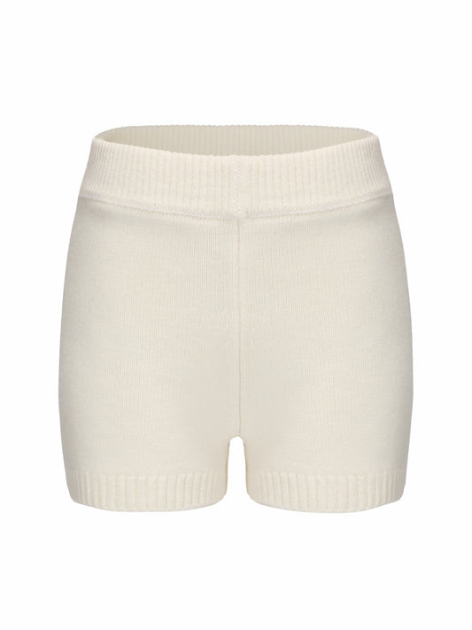 Nana Jacqueline Alexis Shorts: White Knit Shorts for Resort Brunch White