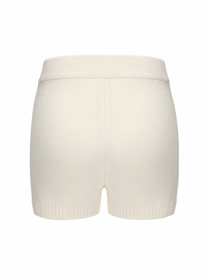 Nana Jacqueline Alexis Shorts: White Knit Shorts for Resort Brunch White