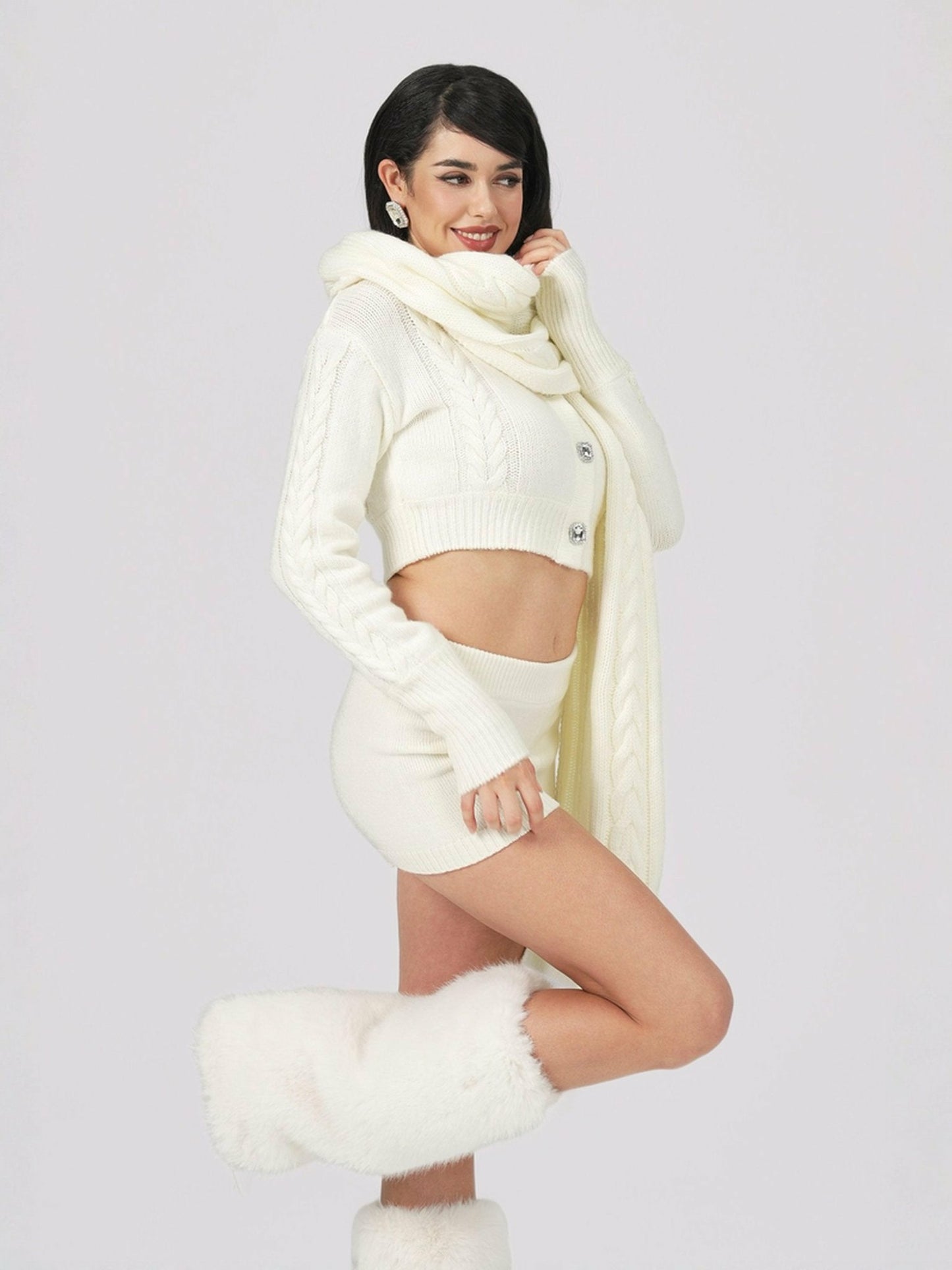 Nana Jacqueline Alexis Shorts: White Knit Shorts for Resort Brunch White