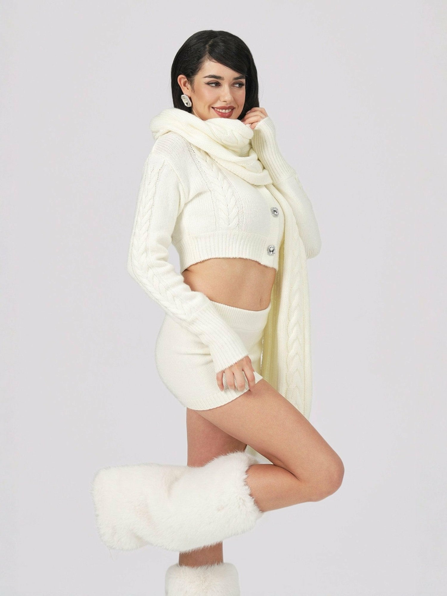 Nana Jacqueline Alexis Shorts: White Knit Shorts for Resort Brunch White