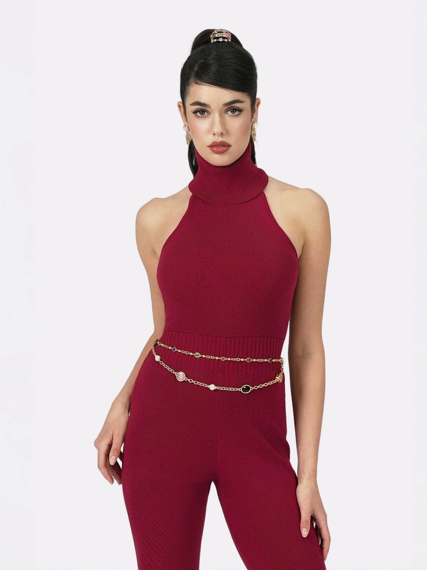 Nana Jacqueline Gwen Jumpsuit: Red Jumpsuit for Cocktail Party Red