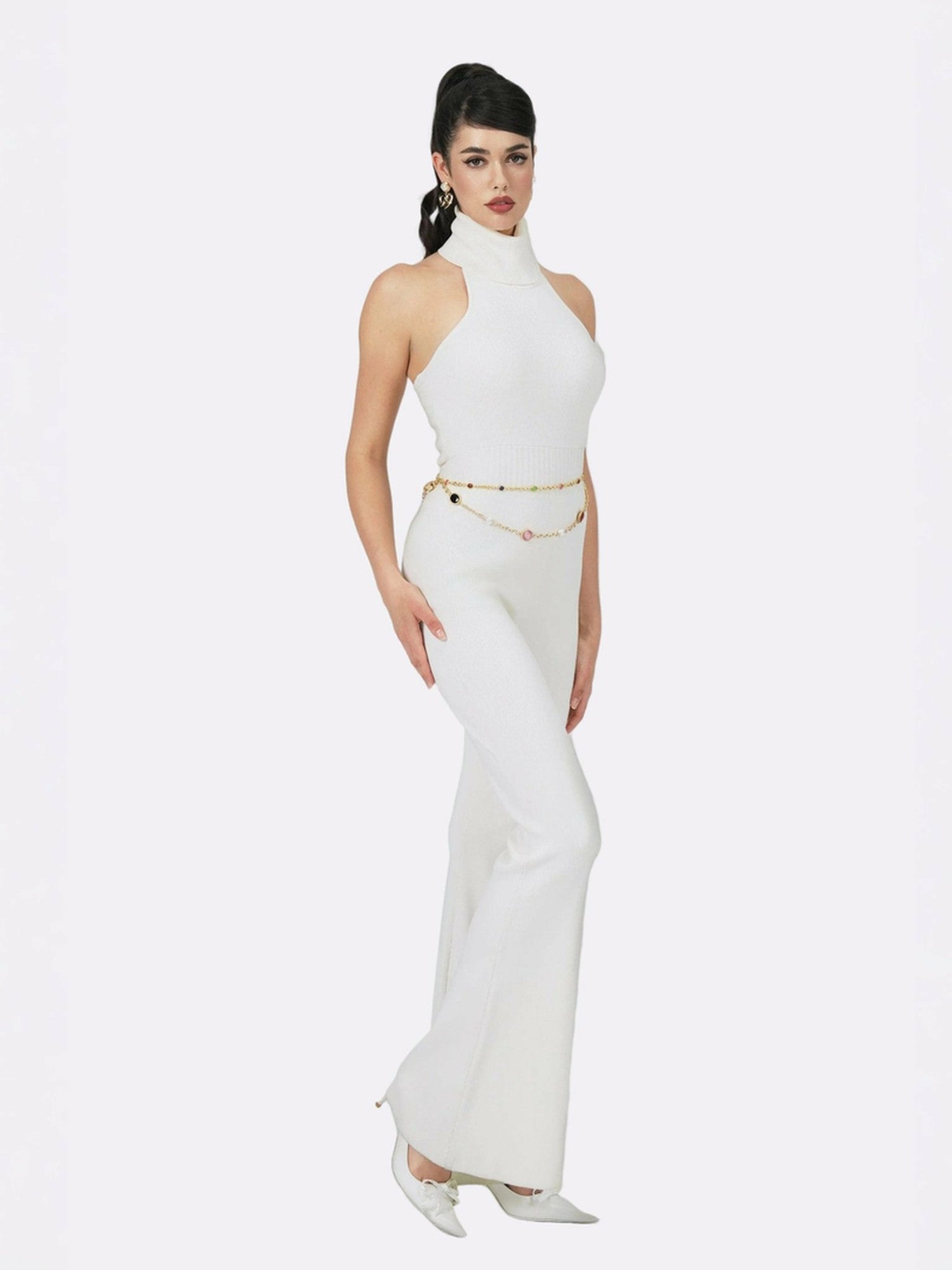 Nana Jacqueline Gwen Jumpsuit: White Jumpsuit for Engagement Party White