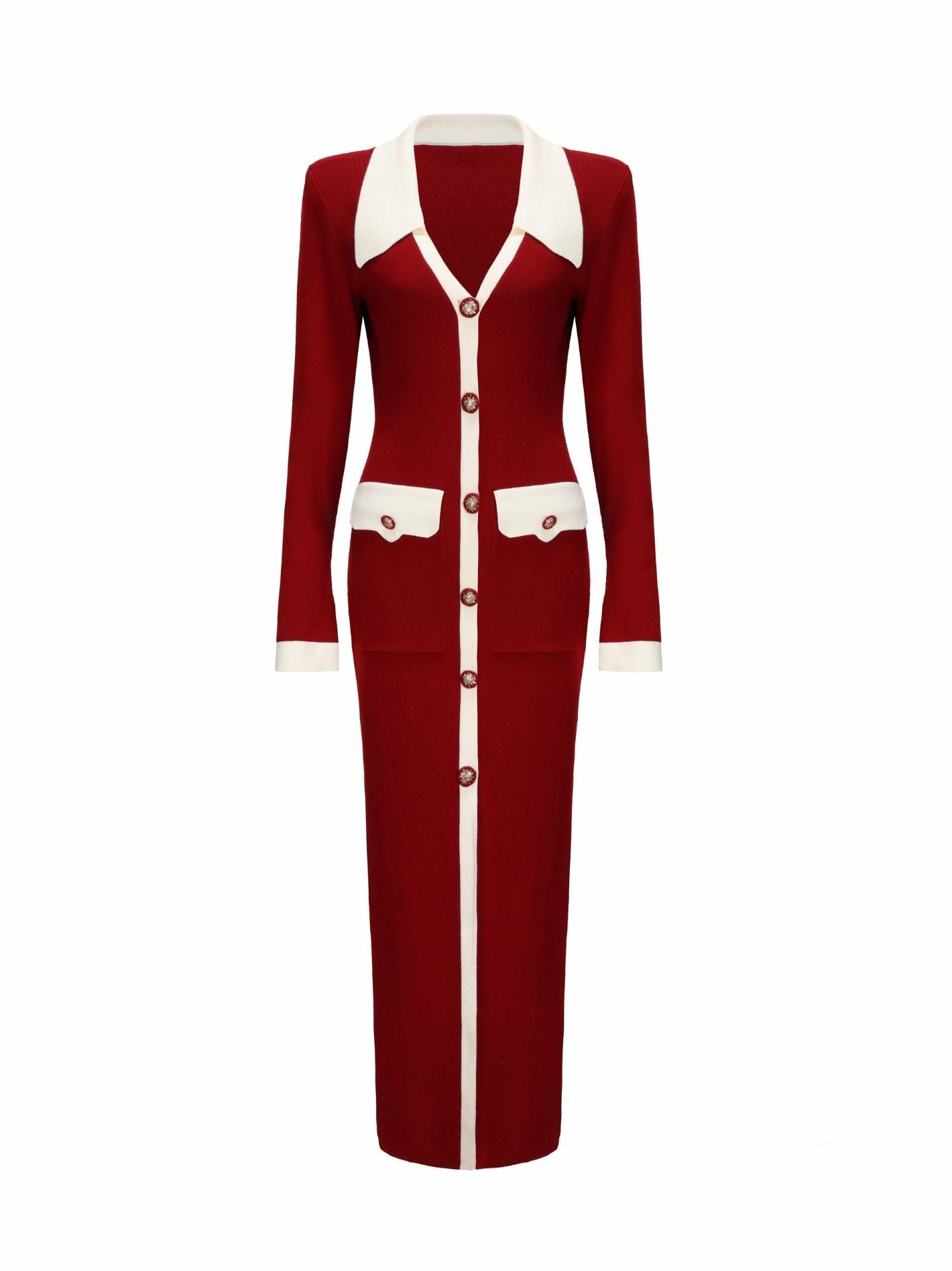 Nana Jacqueline Felicity Long Knit Cardigan: Red Knit Cardigan for Holiday Party Red