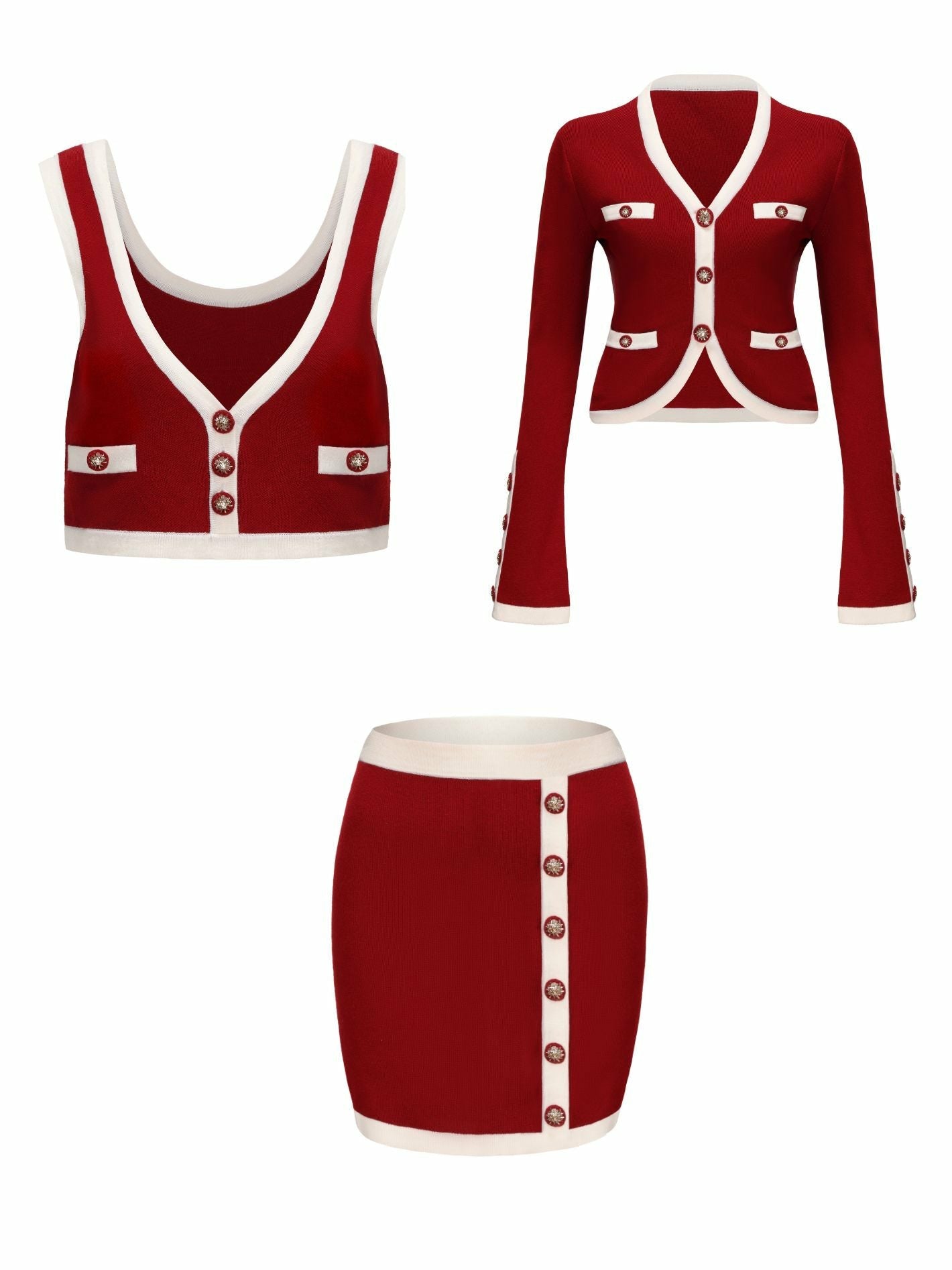 Nana Jacqueline Matilda Knit Set: Red Knit Set for Girls' Night Out Red