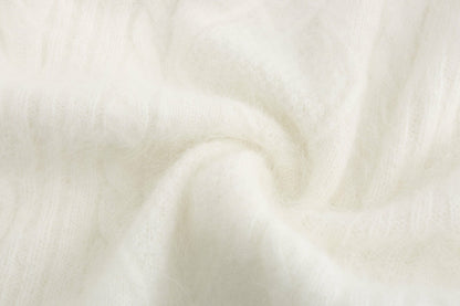 Nana Jacqueline Bianca Knit Cardigan: White Knit Cardigan for Resort Outfit White