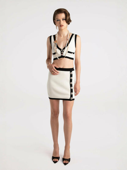 Nana Jacqueline Matilda Knit Set: White Knit Set for Country Club Brunch White