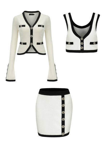 Nana Jacqueline Matilda Knit Set: White Knit Set for Country Club Brunch White
