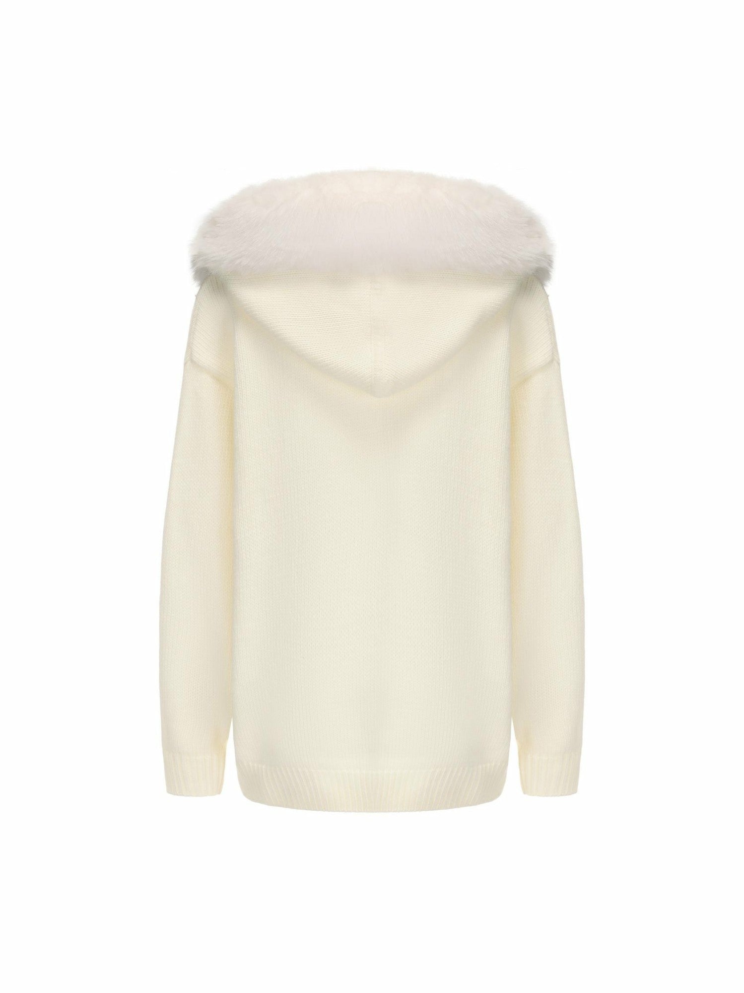 Nana Jacqueline Ava Fur Sweatshirt: White Knit Sweatshirt for Ski Trip White