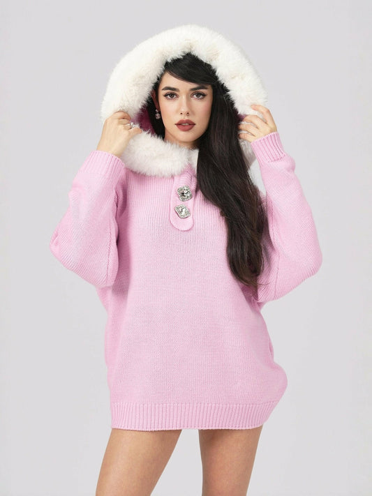 Nana Jacqueline Ava Fur Sweatshirt: Pink Sweatshirt for Ski Trip Pink