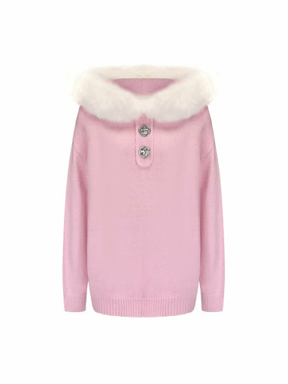 Nana Jacqueline Ava Fur Sweatshirt: Pink Sweatshirt for Ski Trip Pink