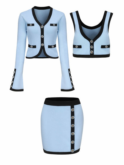 Nana Jacqueline Matilda Knit Set: Blue Knit Set for Girls' Night Out Blue