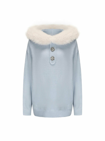 Nana Jacqueline Ava Fur Sweatshirt: Blue Sweatshirt for Ski Resort Blue