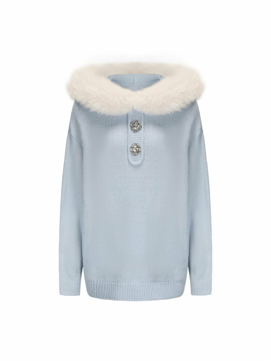 Nana Jacqueline Ava Fur Sweatshirt: Blue Sweatshirt for Ski Resort Blue