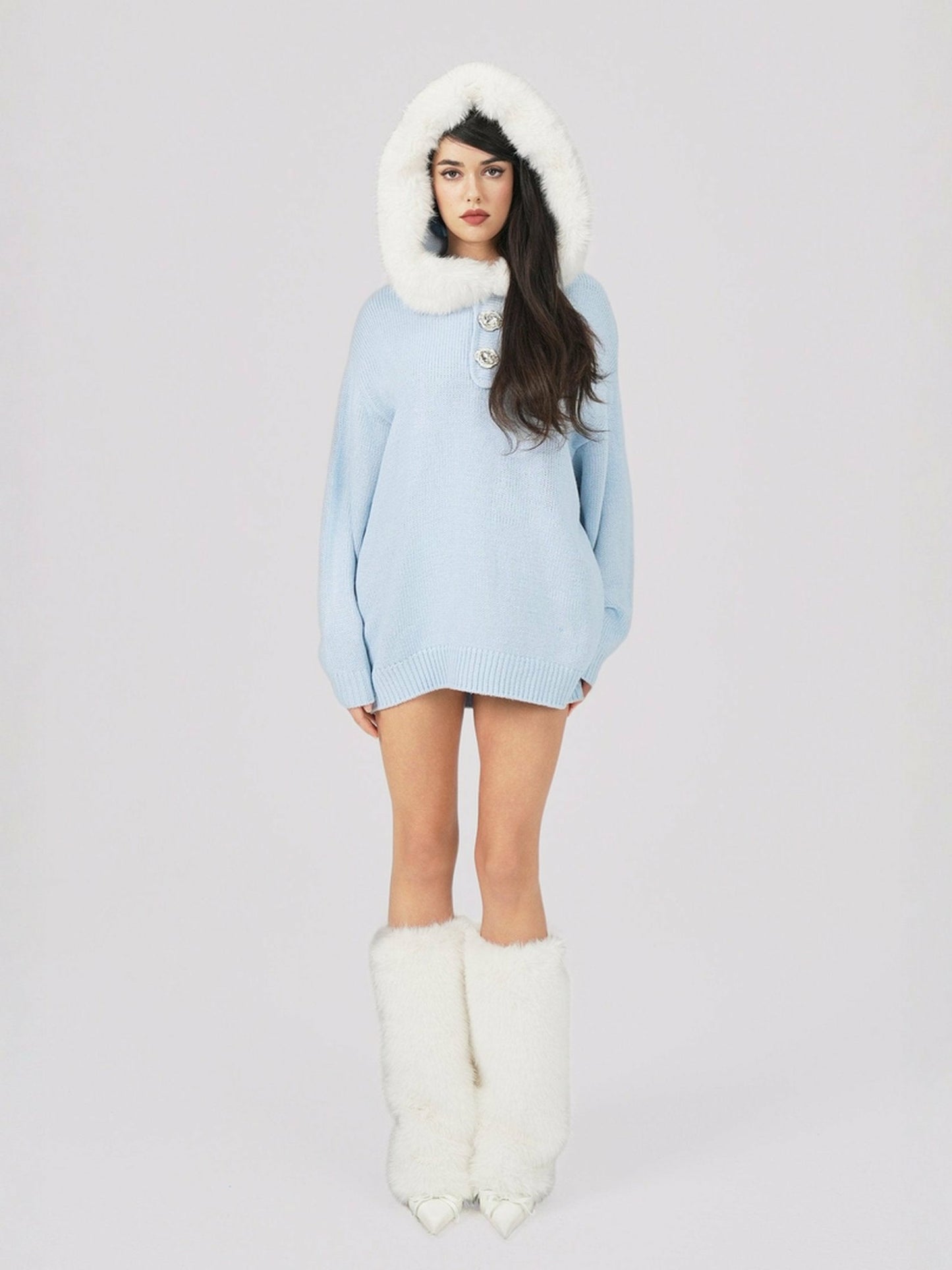 Nana Jacqueline Ava Fur Sweatshirt: Blue Sweatshirt for Ski Resort Blue