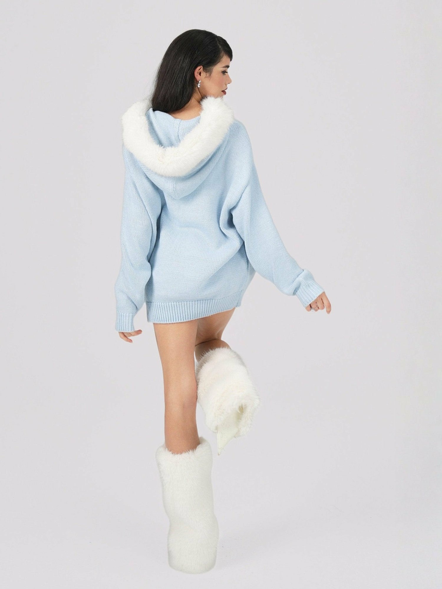 Nana Jacqueline Ava Fur Sweatshirt: Blue Sweatshirt for Ski Resort Blue